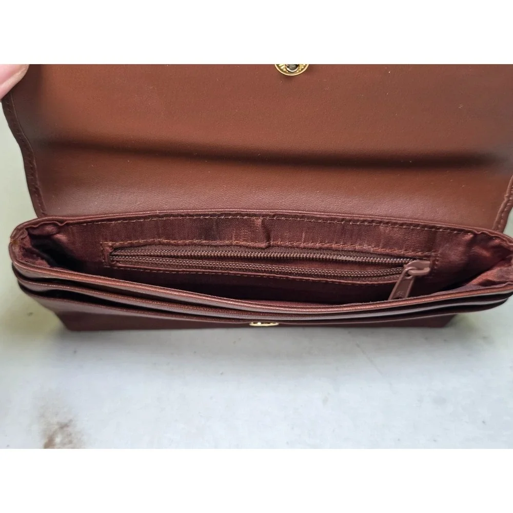 Amanda Smith Wallet Brown Leather With Zip Pocket Small Evening Clutch‎